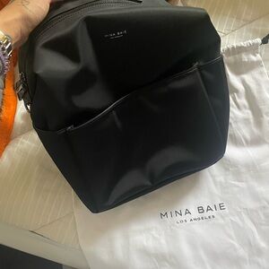 Black Mina Baie Stevie Midi Diaper Bag Nylon